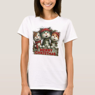 Prettig kerstfeest katten t-shirt