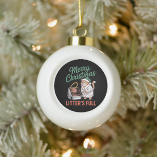 Prettig kerstfeest kattenbak volledig Kattenbak Ke Keramische Bal Ornament