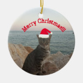 Prettig kerstfeest kattenliefhebber keramisch ornament (Voorkant)