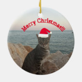 Prettig kerstfeest kattenliefhebber keramisch ornament (Achterkant)
