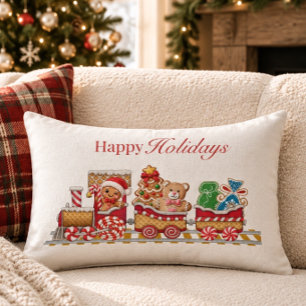 Prettig kerstfeest Kerst Gingerbread Trein  Kussen