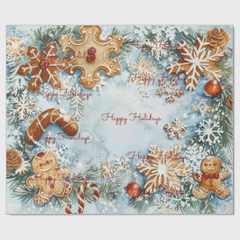 Prettig kerstfeest kerst gingerkoek cadeaupapier
