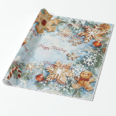 Prettig kerstfeest kerst gingerkoek cadeaupapier (Uitgerold)