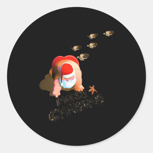 Prettig kerstfeest - Kerst op het strand  Ronde Sticker (Voorkant)