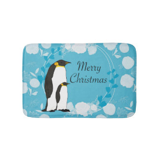 prettig kerstfeest, kerst, pinguïn, bloemen badmat
