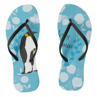 prettig kerstfeest, kerst,pinguïn,bloemen,blauw, teenslippers
