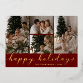 Prettig Kerstfeest Kerst Script Foto Collage Folie Feestdagenkaart (Voorkant)