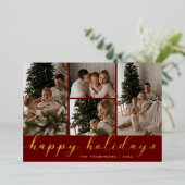 Prettig Kerstfeest Kerst Script Foto Collage Folie Feestdagenkaart (Staand Voorkant)