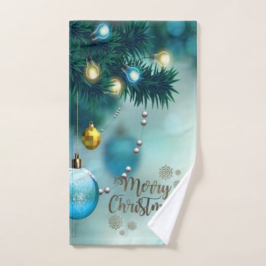 Prettig kerstfeest, Kerstballen Blauw Bad Handdoek (Handdoek)