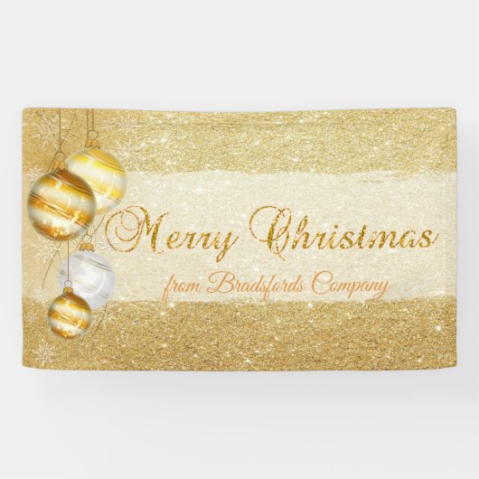 Prettig kerstfeest ,Kerstballen,Glinsterend Spandoek (Horizontaal)