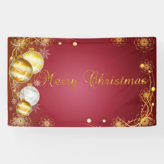 Prettig kerstfeest ,Kerstballen,Rood Spandoek (Horizontaal)