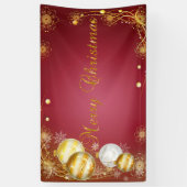 Prettig kerstfeest ,Kerstballen,Rood Spandoek (Verticaal)