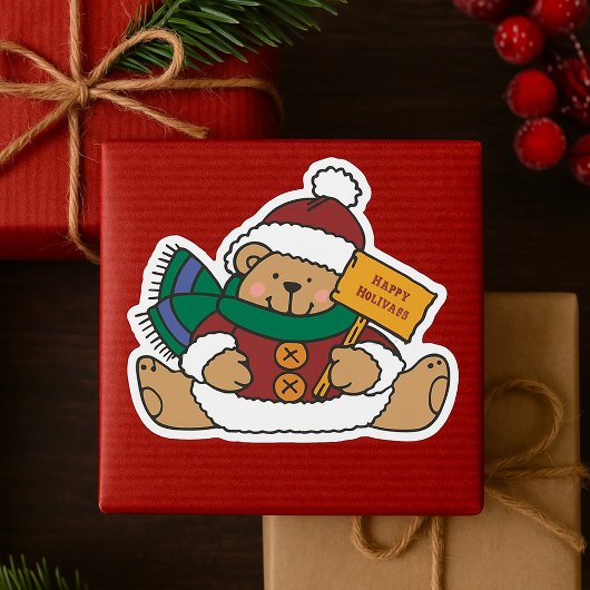 Prettig Kerstfeest Kerstbeer Vierkante Sticker