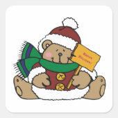 Prettig Kerstfeest Kerstbeer Vierkante Sticker (Voorkant)