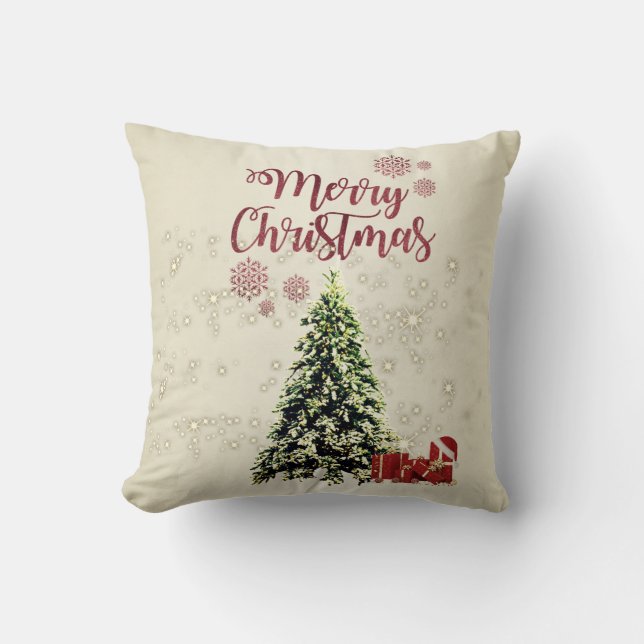 Prettig kerstfeest, Kerstbomen, Cadeaus Kussen (Voorkant)