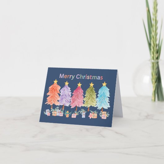 Prettig kerstfeest Kerstbomen en Cadeaus Kaart (Voorkant)