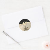 Prettig kerstfeest,Kerstbomen, Sneeuwvlokken, Str Ronde Sticker (Envelop)