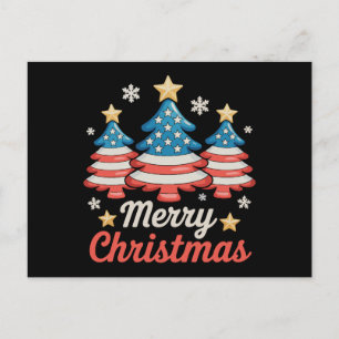 Prettig kerstfeest Kerstboom Amerikaanse vlag VS Feestdagenkaart