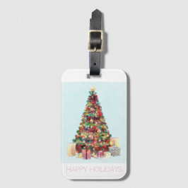Prettig kerstfeest. Kerstboom Bagagelabel