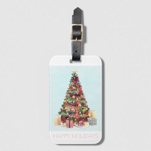 Prettig kerstfeest. Kerstboom Bagagelabel (Voorkant (verticaal))