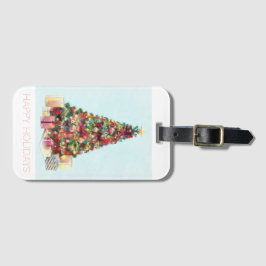 Prettig kerstfeest. Kerstboom Bagagelabel