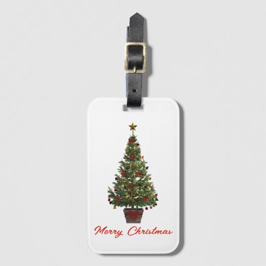 Prettig kerstfeest. Kerstboom Bagagelabel (Voorkant (verticaal))