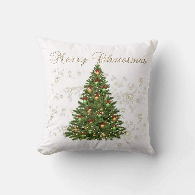 Prettig kerstfeest, kerstboom, ballen kussen (Voorkant)
