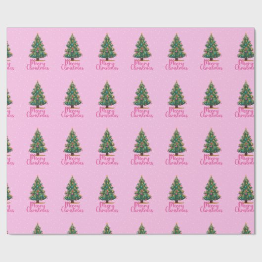 Prettig kerstfeest, Kerstboom, Feestdagen, Roze Cadeaupapier (Vlak)