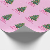 Prettig kerstfeest, Kerstboom, Feestdagen, Roze Cadeaupapier (Hoek)