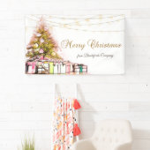 Prettig kerstfeest, Kerstboom Geschenken, Lichtsli Spandoek (Insitu)