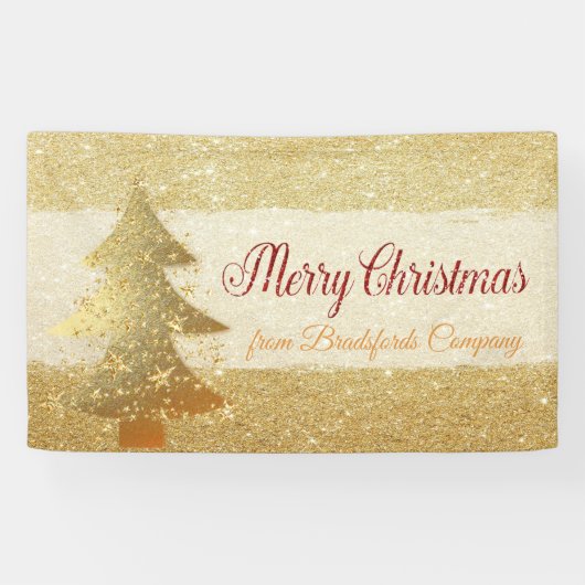 Prettig Kerstfeest ,Kerstboom, Glitterend Spandoek (Horizontaal)