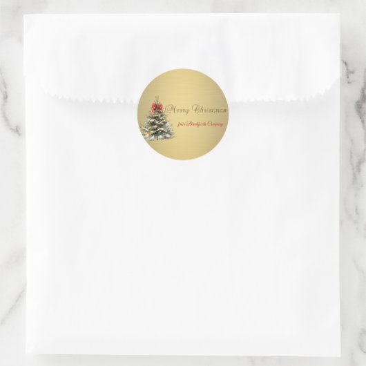 Prettig kerstfeest,Kerstboom,Goud Ronde Sticker (Tas)