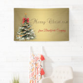Prettig kerstfeest,Kerstboom,Goud Spandoek (Insitu)