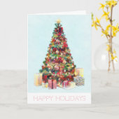 Prettig kerstfeest. Kerstboom Kaart (Gele Bloem)