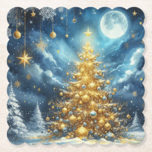 Prettig kerstfeest & Kerstboom Kartonnen Onderzetters
