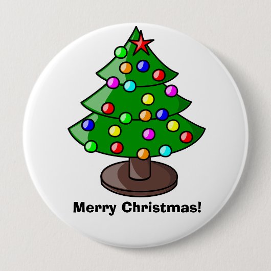 "Prettig Kerstfeest" Kerstboom Knop Ronde Button 4,0 Cm (Voorkant)