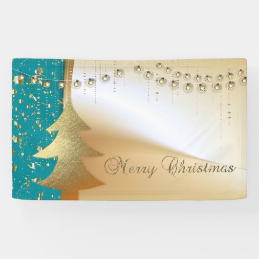 Prettig Kerstfeest ,Kerstboom,Nepgoud Spandoek (Horizontaal)
