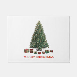Prettig kerstfeest. Kerstboom (ontwerp 1) met cade Deurmat
