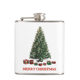 Prettig kerstfeest. Kerstboom (ontwerp 1) met cade Heupfles