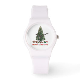 Prettig kerstfeest. Kerstboom (ontwerp 1) met cade Horloge