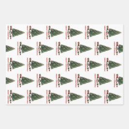 Prettig kerstfeest. Kerstboom (ontwerp 1) met cade Inpakpapier Vel