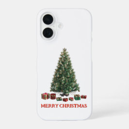 Prettig kerstfeest. Kerstboom (ontwerp 1) met cade iPhone 16 Hoesje