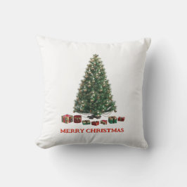 Prettig kerstfeest. Kerstboom (ontwerp 1) met cade Kussen