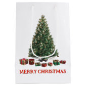 Prettig kerstfeest. Kerstboom (ontwerp 1) met cade Medium Cadeauzakje (Achterkant)