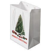 Prettig kerstfeest. Kerstboom (ontwerp 1) met cade Medium Cadeauzakje (Achterkant Gekanteld)