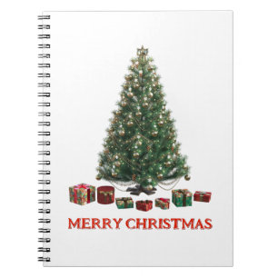 Prettig kerstfeest. Kerstboom (ontwerp 1) met cade Notitieboek