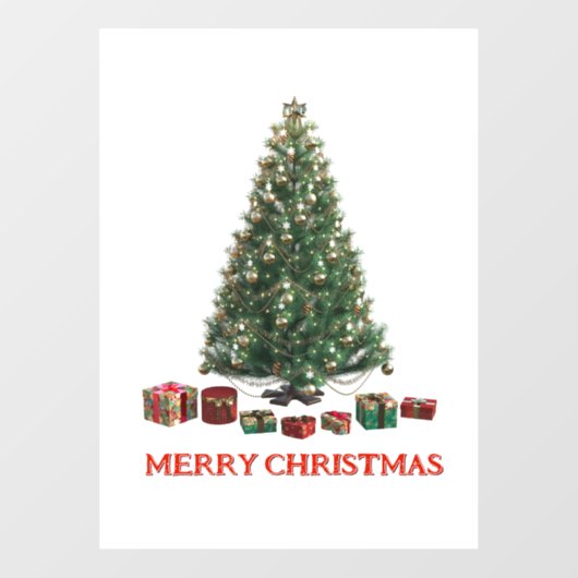 Prettig kerstfeest. Kerstboom (ontwerp 1) met cade Raamsticker (Vel)