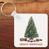 Prettig kerstfeest. Kerstboom (ontwerp 1) met cade Sleutelhanger (Voorkant)