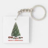 Prettig kerstfeest. Kerstboom (ontwerp 1) met cade Sleutelhanger (Achterkant)