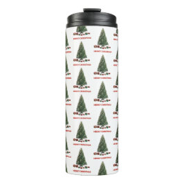 Prettig kerstfeest. Kerstboom (ontwerp 1) met cade Thermosbeker